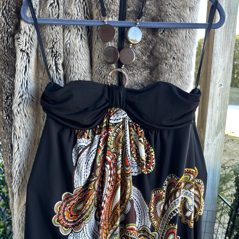 Black Paisley Halter Dress